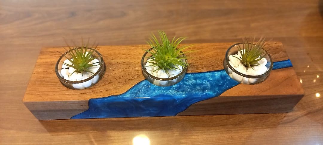 キャンドルホルダー　エアプランツホルダー　ティーライトキャンドル　ウッドレジン