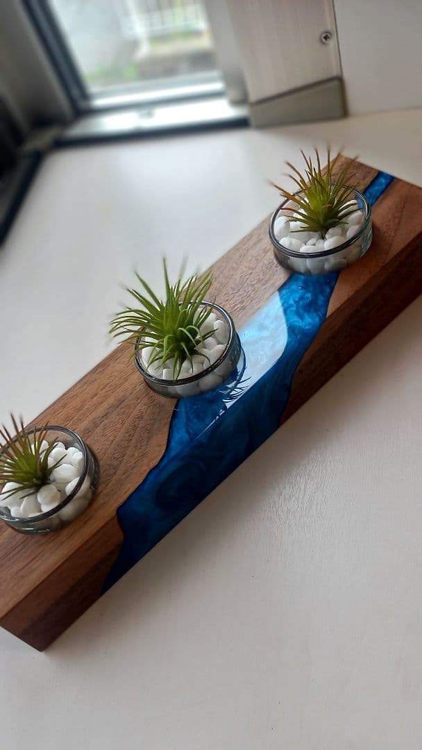 キャンドルホルダー　エアプランツホルダー　ティーライトキャンドル　ウッドレジン