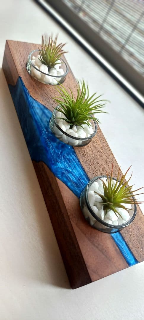 キャンドルホルダー　エアプランツホルダー　ティーライトキャンドル　ウッドレジン