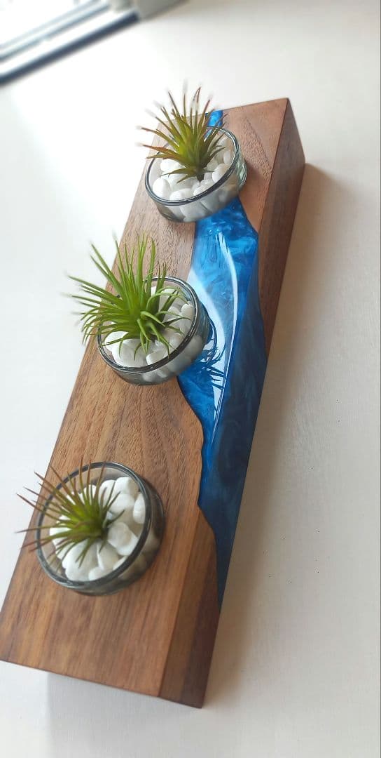 キャンドルホルダー　エアプランツホルダー　ティーライトキャンドル　ウッドレジン