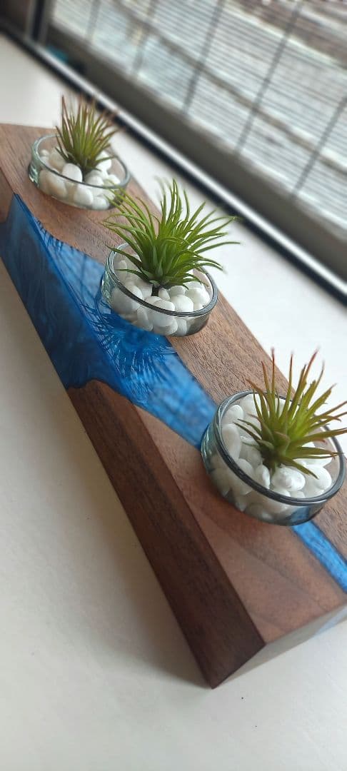 キャンドルホルダー　エアプランツホルダー　ティーライトキャンドル　ウッドレジン