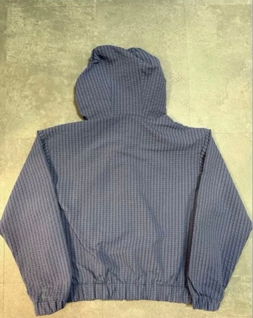 sqoud ネイビー ストライプ フード付き ナイロンジャケット