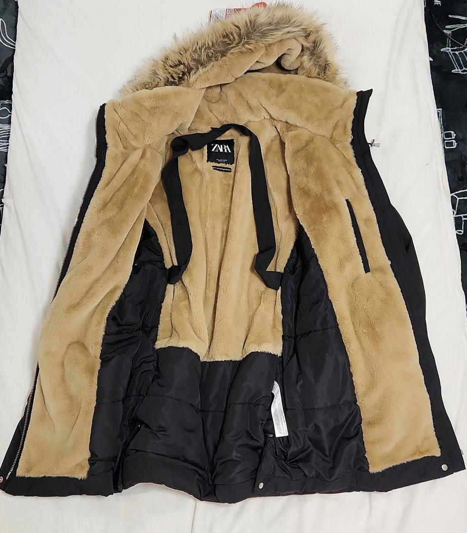 ZARA モッズコート ボア ブラック ファー付きLサイズ コメント必見