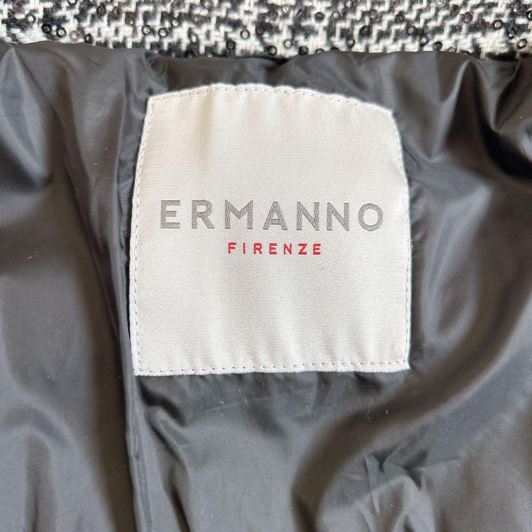 美品⁂エルマンノフィレンツェ⁂ショートコート　グレンチェック　レース　ロゴボタン