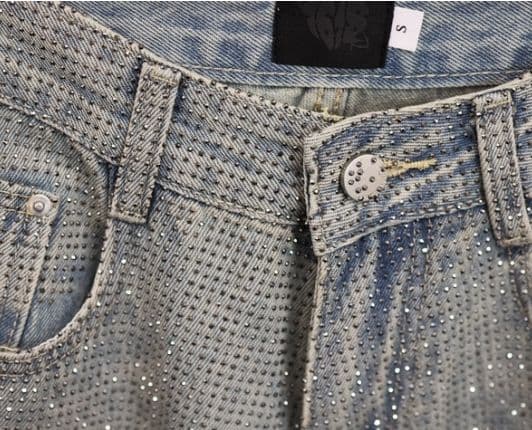 【完売品・激レア】1618 韓国Y2K ストーン付きルーズデニム Mサイズ