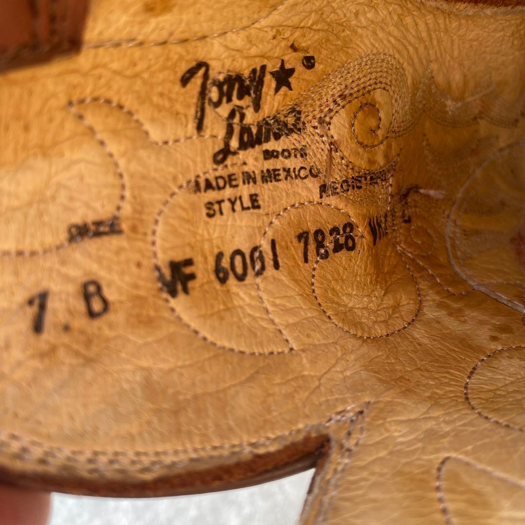 【Tony Lama】トニーラマ　ブラウン刺繍　ウエスタンブーツ　7b