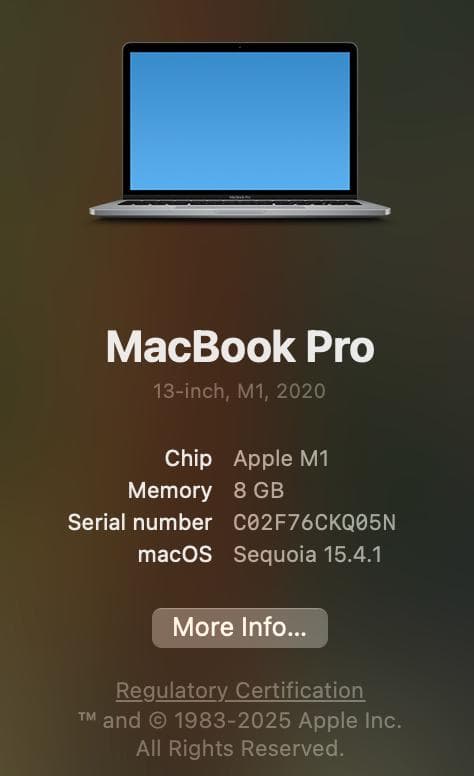 M1 MacBook Pro 13インチ 8GB, 256GB USキーボード