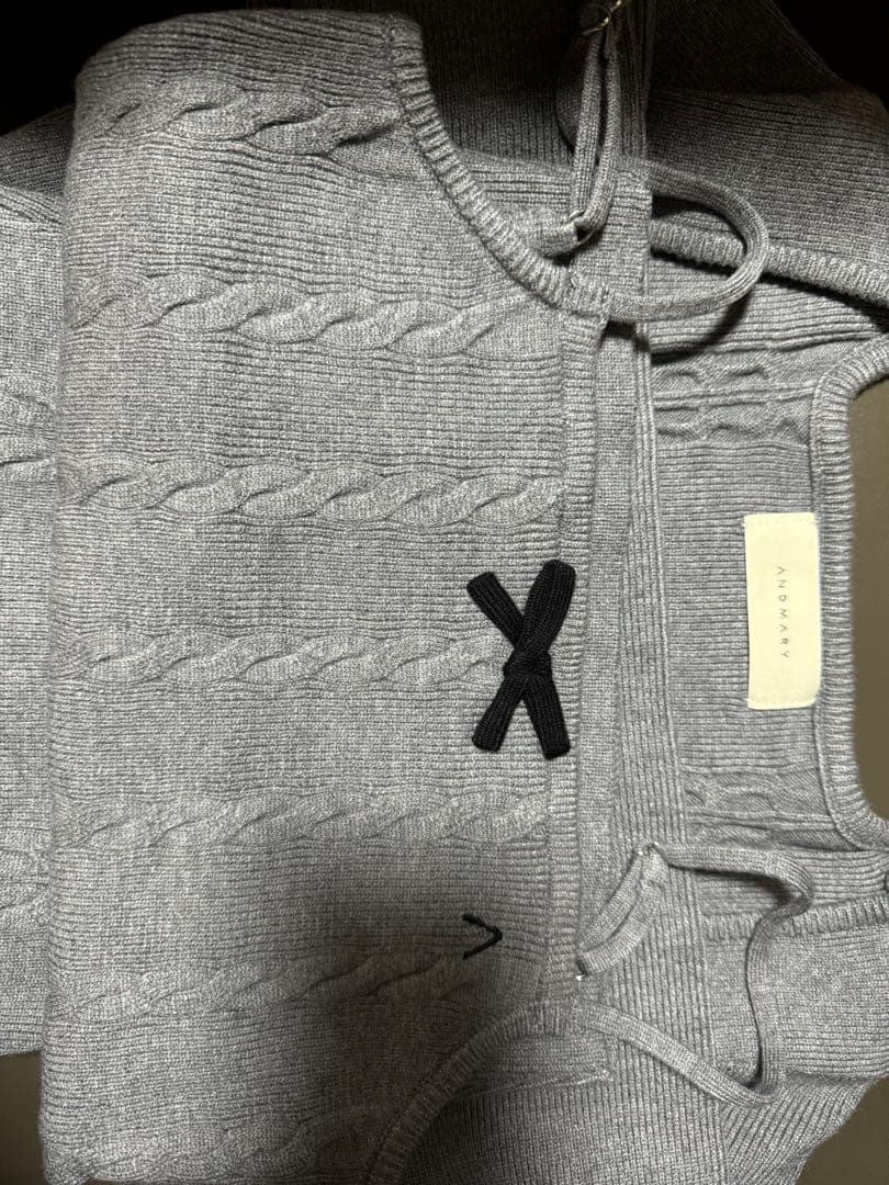 トップス andmary Sharon ribbon tops gray