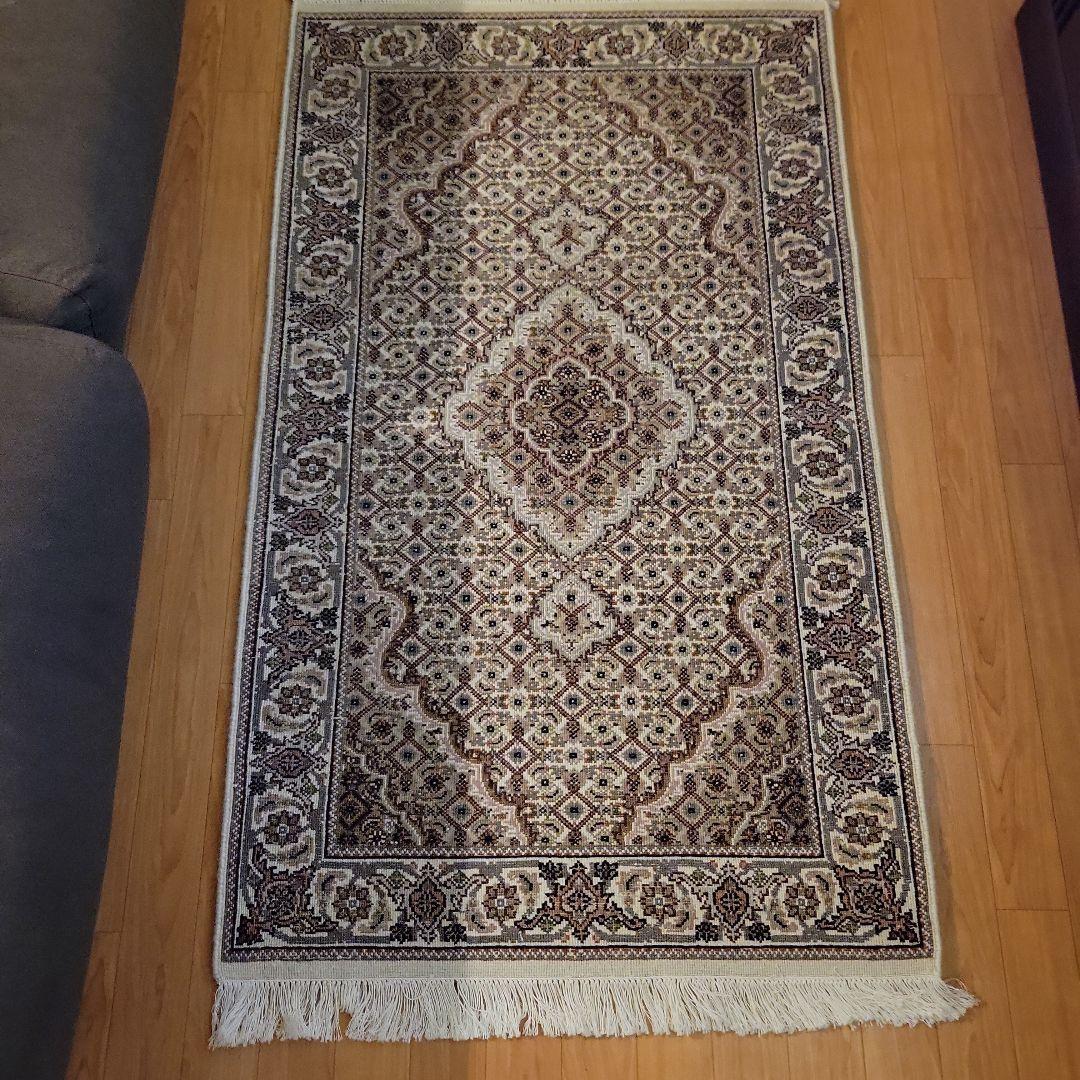 インド 緞通 手織絨毯 タブリーズ マヒ ウール プレーベル