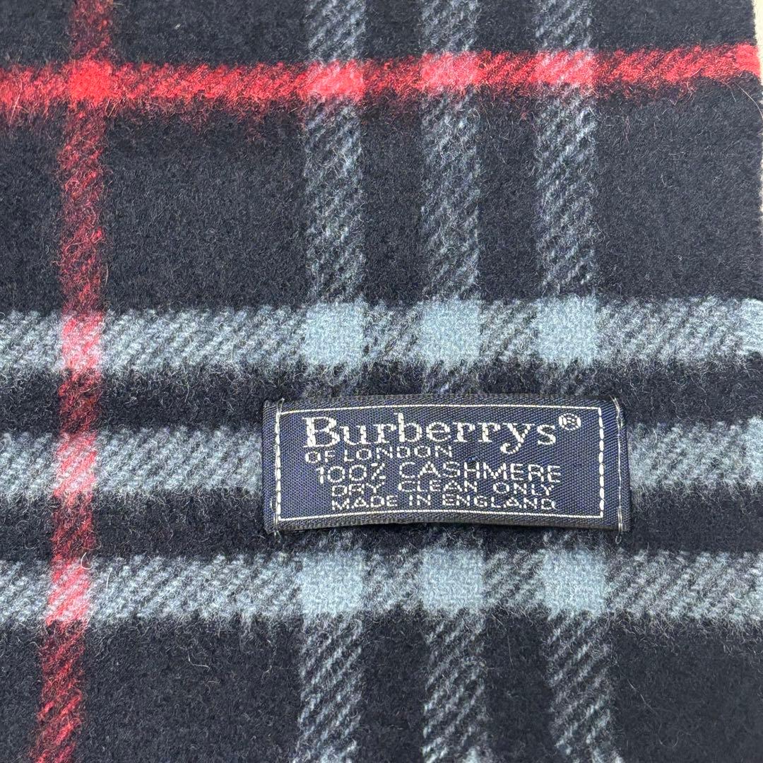 未使用級 バーバリー BURBERRY マフラー カシミヤ チェック ネイビー