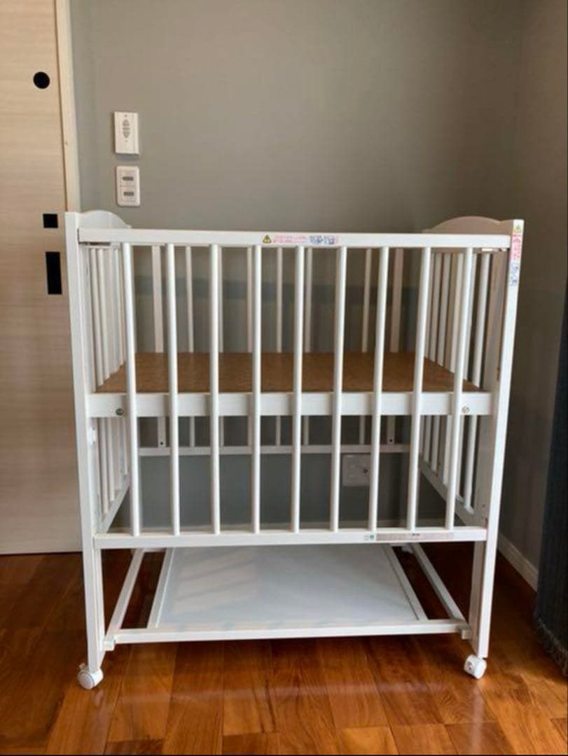 石崎家具 折りたたみベビーベッド ワンタッチハイベッド プチ スリーピー 白