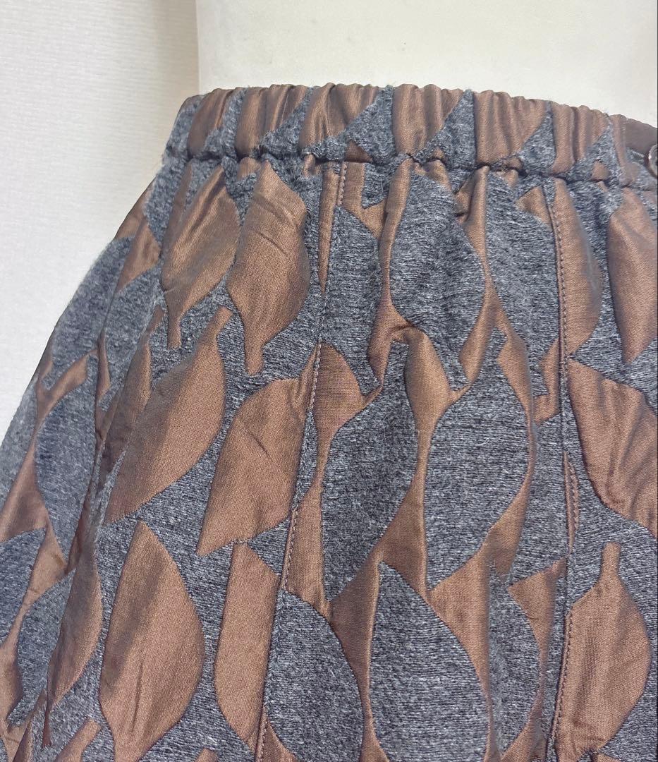 美品【le-fluy】3D形状記憶 バルーン　スカート　リーフ　パッチワーク