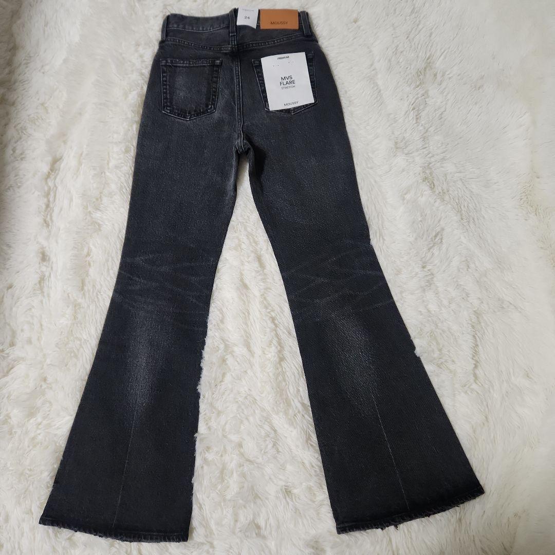 【新品タグ付き】 MOUSSY MVS FLAREフレアデニム　ブラック　24