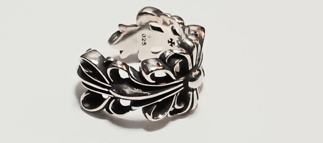 ダブルフローラルクロスリング　クロムハーツ　シルバー925　21号