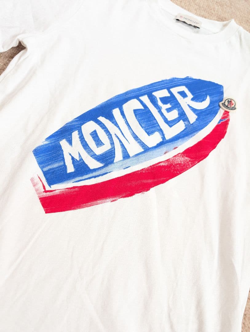 モンクレール　Tシャツ 150cm キッズ　白　ロゴワッペン　2022 極美品