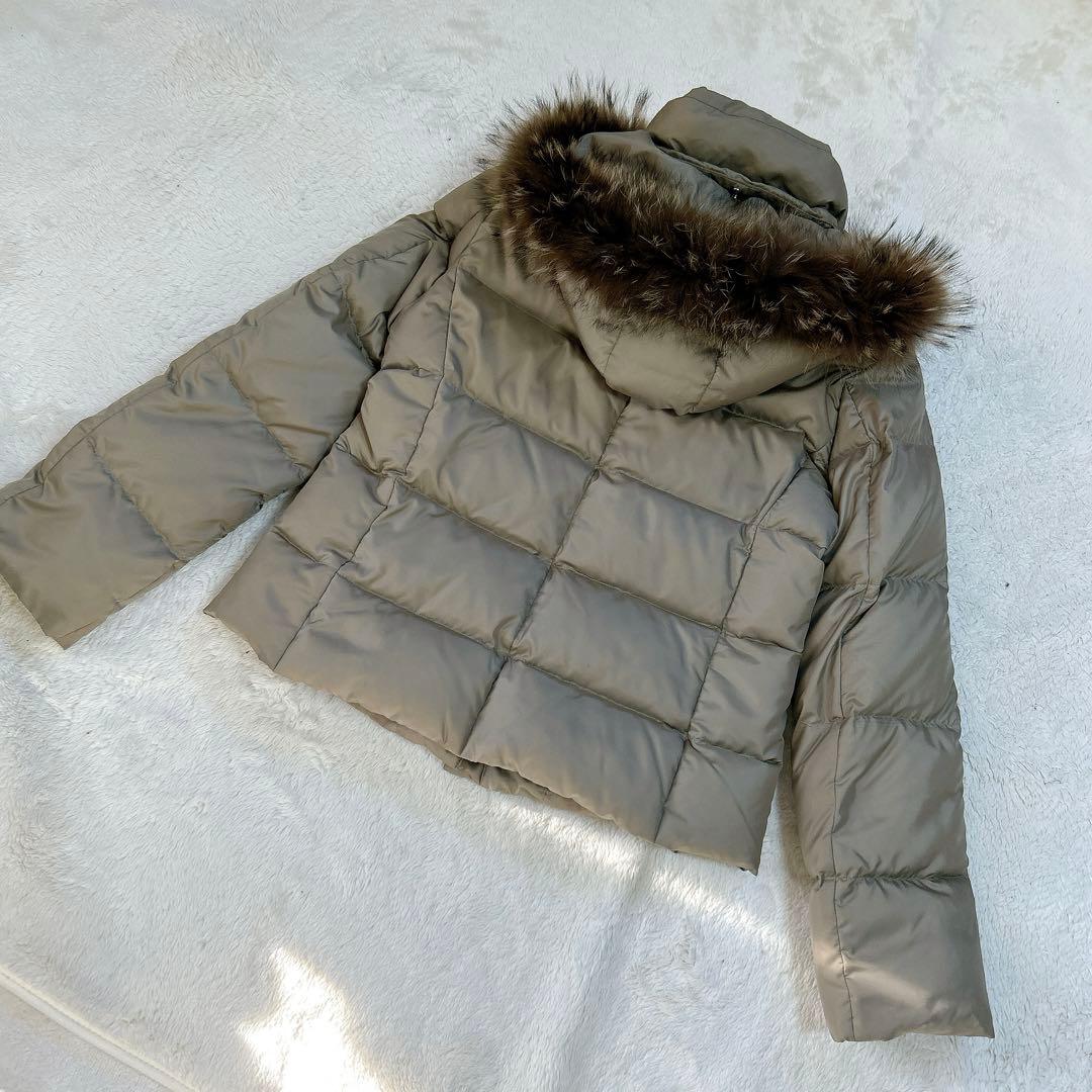 イネド　オリーブグリーン ダウンジャケット ファー付き　大きいサイズ