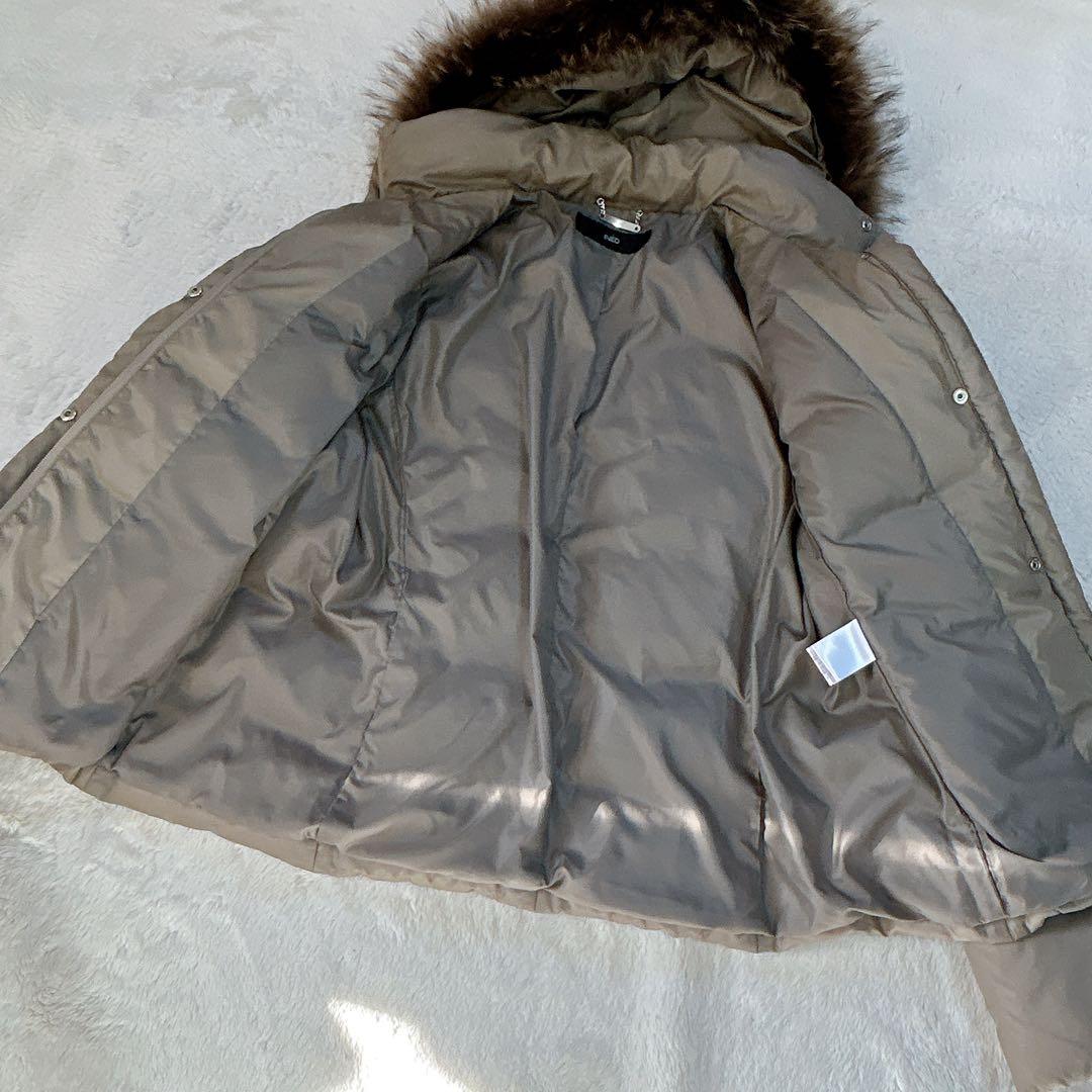 イネド　オリーブグリーン ダウンジャケット ファー付き　大きいサイズ