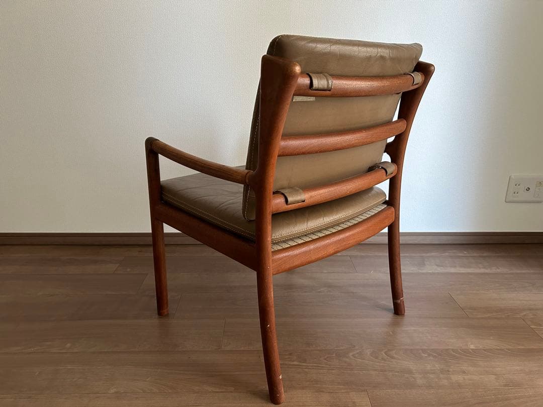 日田工芸 ヴィンテージ チーク無垢材×本革 アームチェア ダイニング マキシム