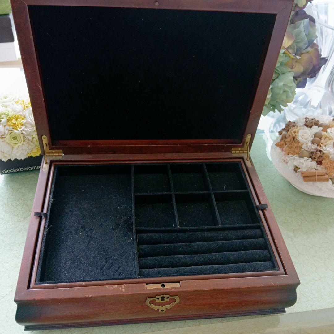アンティーク　大型　ジュエリー　ボックス　 ダークブラウン　宝石箱　アクセサリー