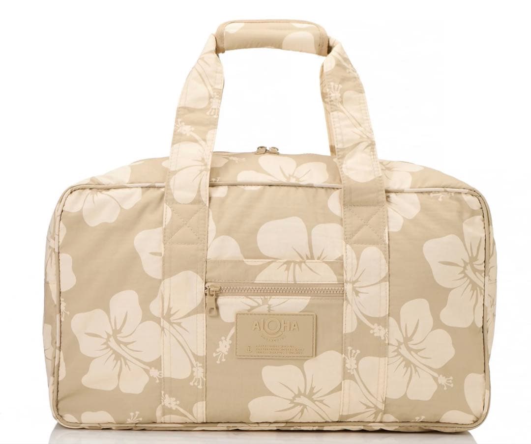新品未使用　アロハコレクション　ハイビスカス柄 ベージュ ボストンバッグ