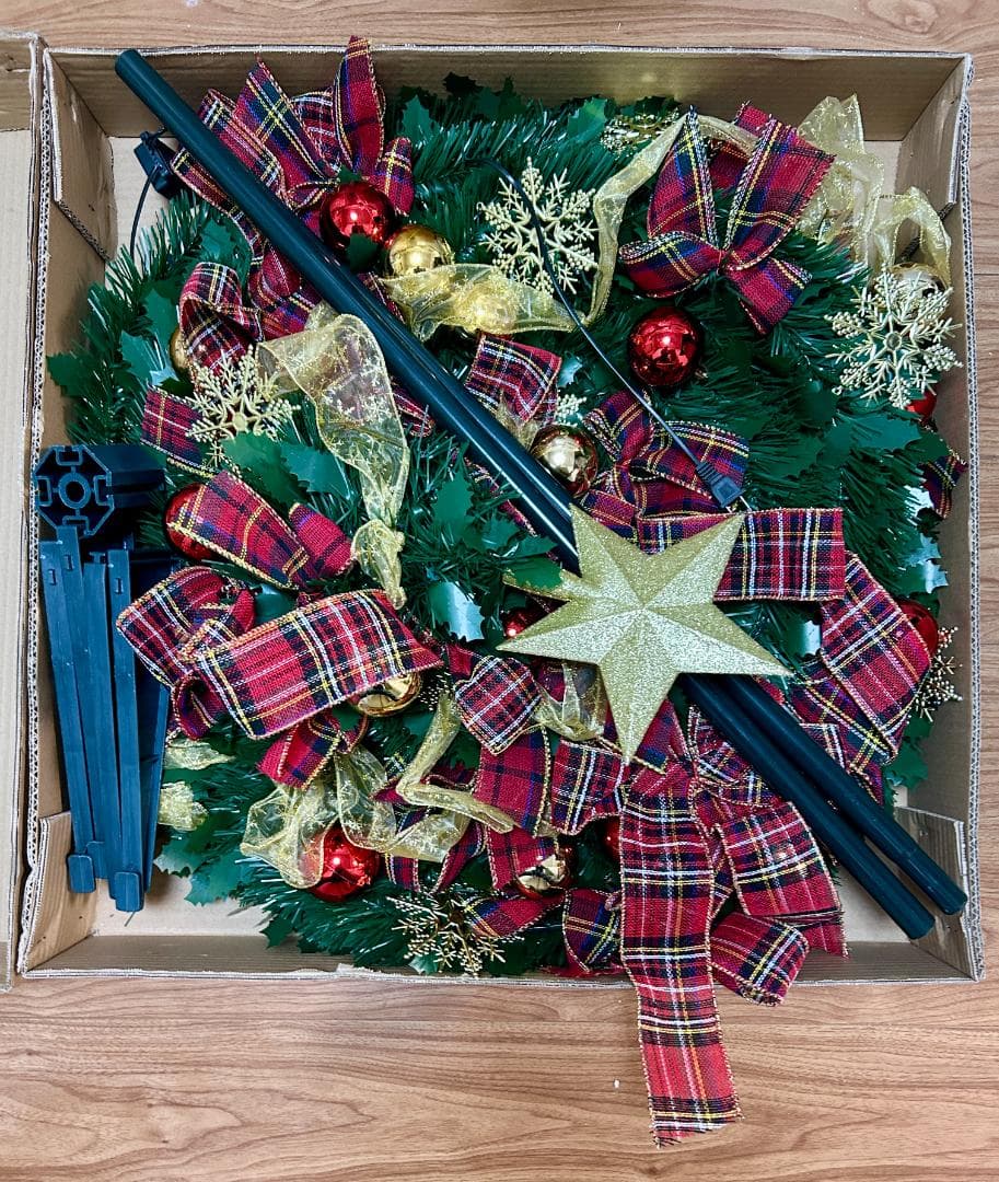 超速組立 クリスマスツリー 【 レッドリボンタイプ LED付 】 180cm