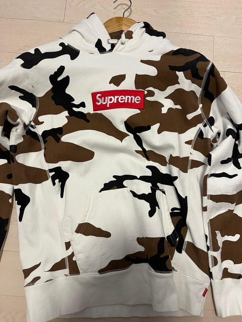 Supreme ホワイト/ブラウン迷彩 boxlogo パーカー