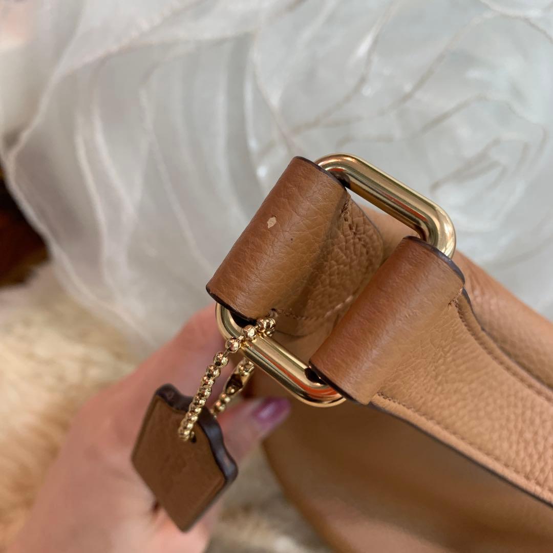 極美品☆COACH　ウエストバッグ　ミニ　ロゴ　ヒップバッグ　レザー　キャメル