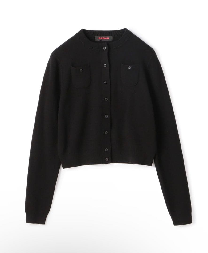 め*ー様 CABaN コットンカシミヤ　クルーネックカーディガン　ブラック