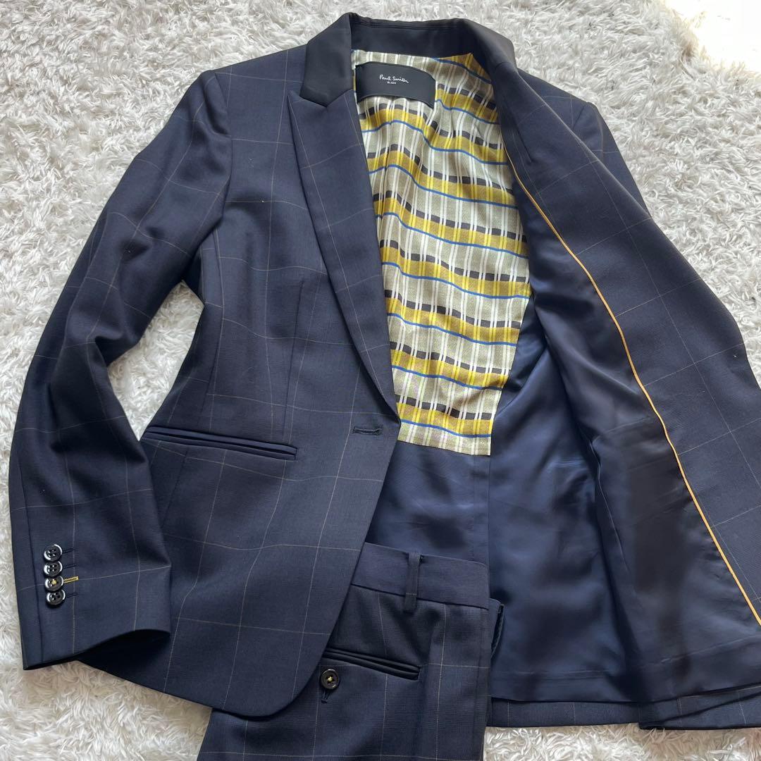 未使用級✨ポールスミスブラック 1ボタン　チェック　スーツ　セットアップ　紺　M