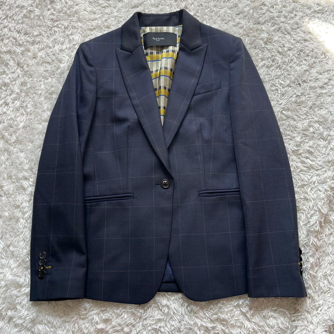 未使用級✨ポールスミスブラック 1ボタン　チェック　スーツ　セットアップ　紺　M