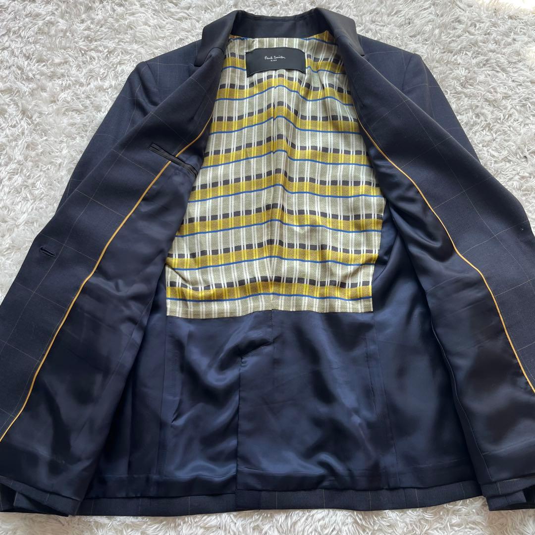 未使用級✨ポールスミスブラック 1ボタン　チェック　スーツ　セットアップ　紺　M