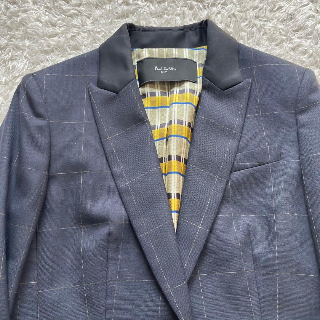 未使用級✨ポールスミスブラック 1ボタン　チェック　スーツ　セットアップ　紺　M