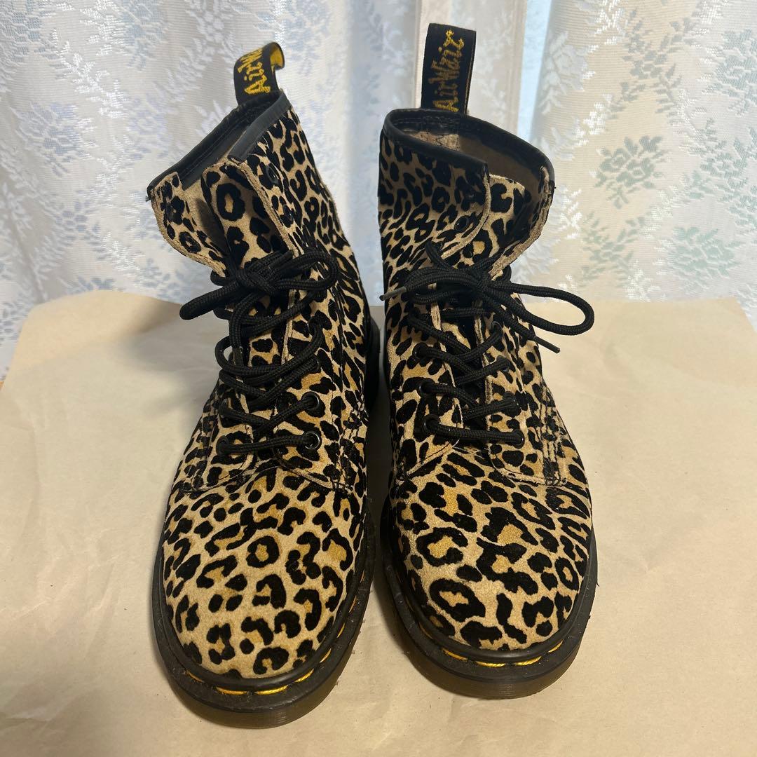 ドクターマーチン　UK6 ヒョウ柄　ハラコ　ファブリックブーツ