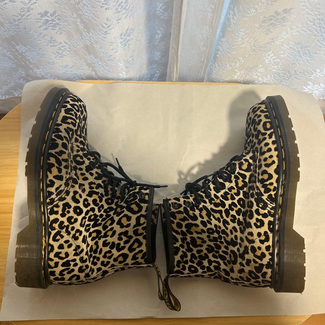 ドクターマーチン　UK6 ヒョウ柄　ハラコ　ファブリックブーツ