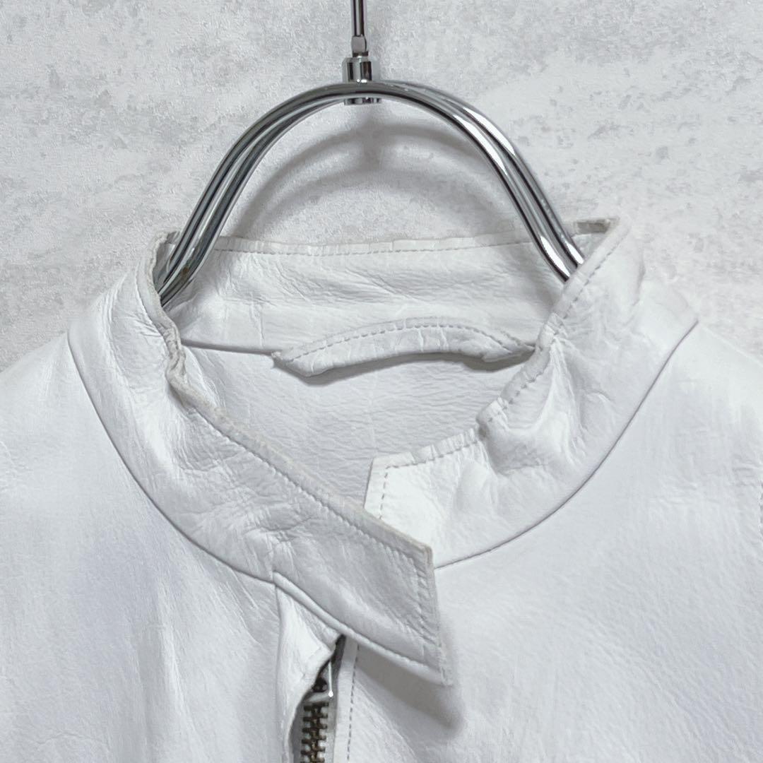 『SiSii シシ』ライダースジャケット/牛革/シングル/ホワイト/ダブルジップ