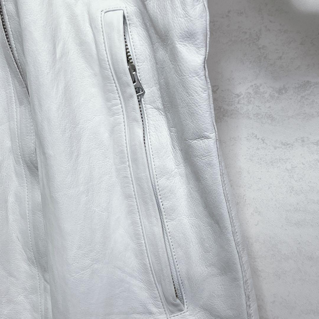 『SiSii シシ』ライダースジャケット/牛革/シングル/ホワイト/ダブルジップ