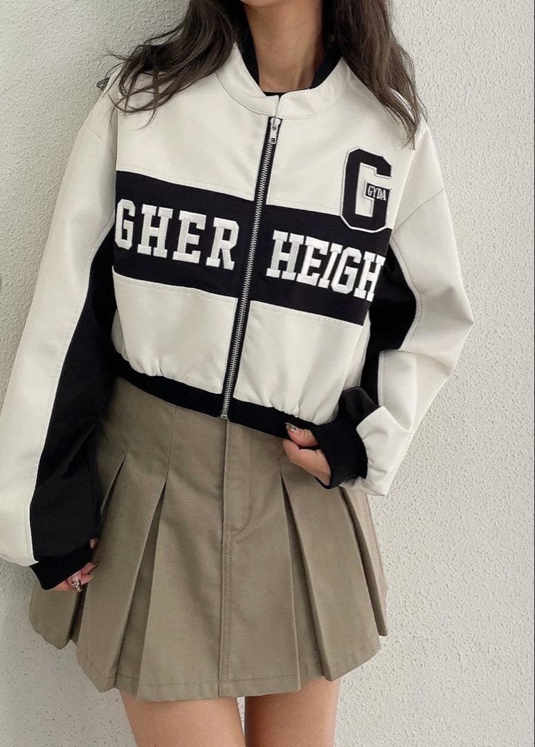 新品★GYDA★フェイクレザーショートBIKER JK★オフホワイト★ジャケット