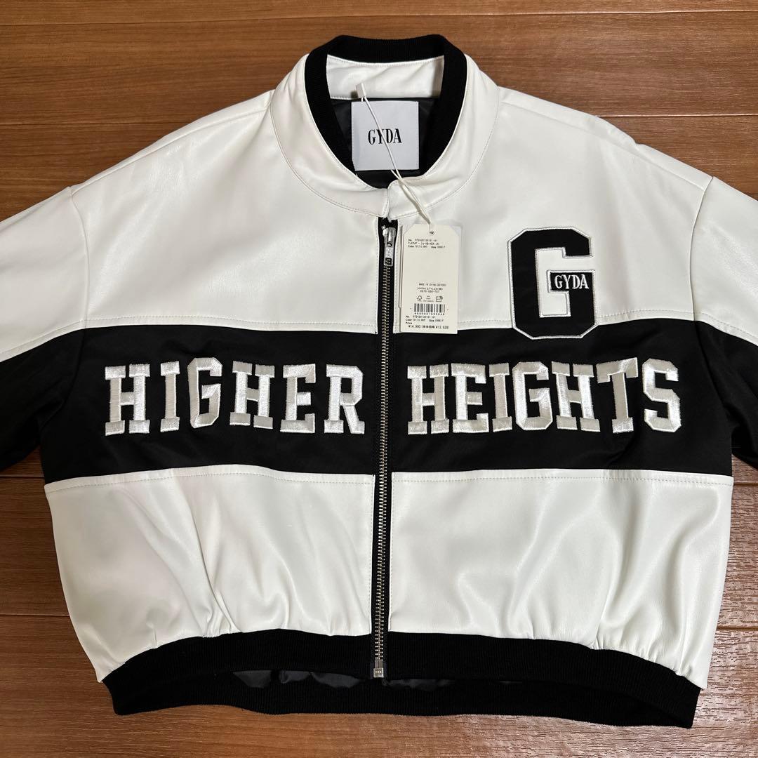 新品★GYDA★フェイクレザーショートBIKER JK★オフホワイト★ジャケット