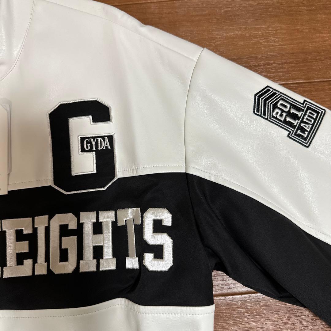 新品★GYDA★フェイクレザーショートBIKER JK★オフホワイト★ジャケット