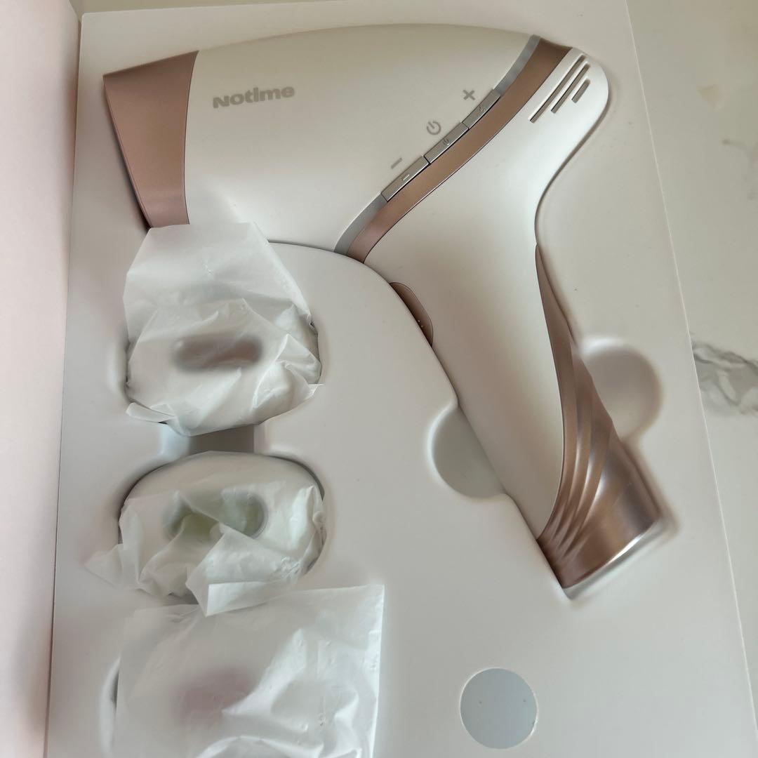 最終値下げ‼️nodime 脱毛器 ホワイト ゴールド 交換用ヘッド付き。