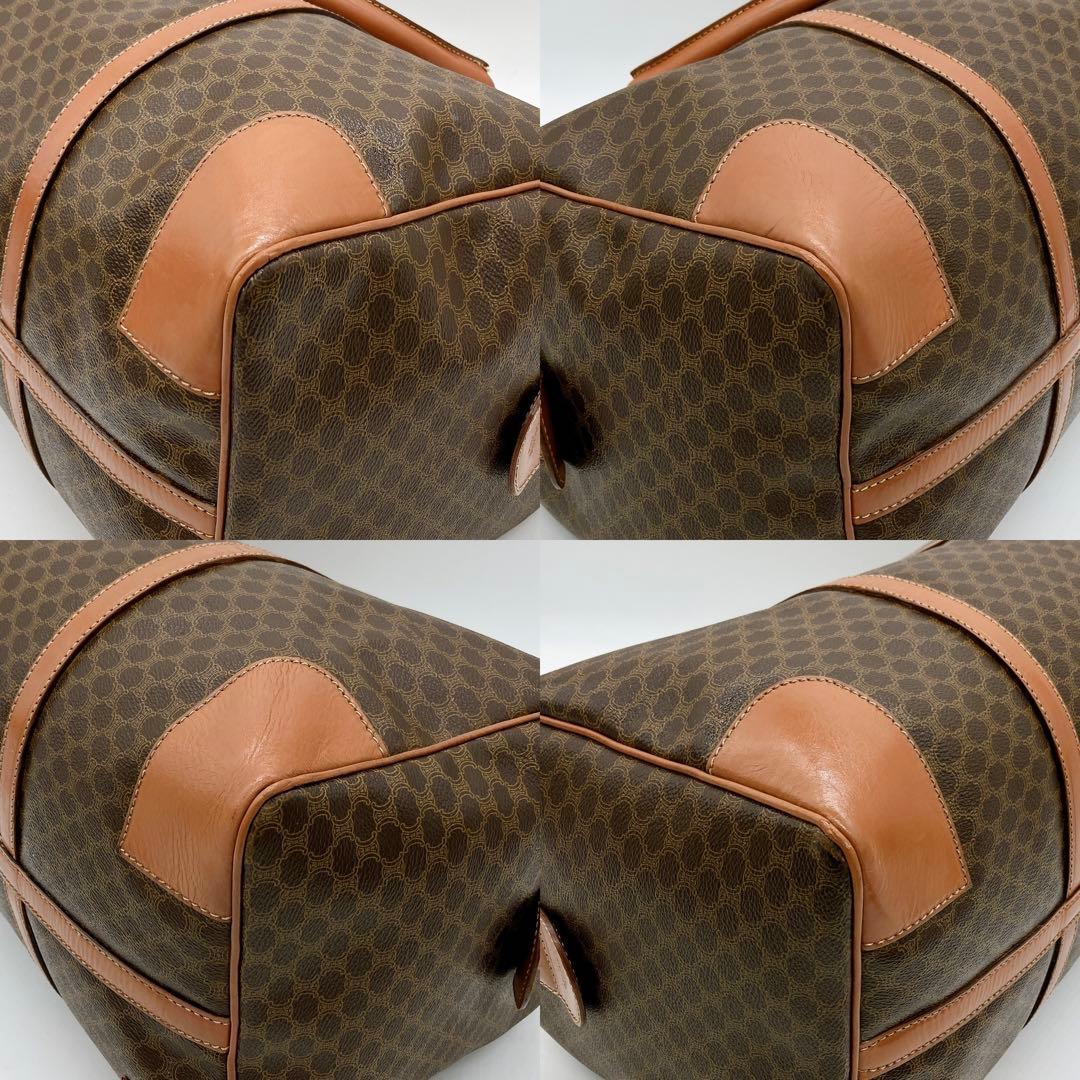 【CELINE】ボストンバッグ　マカダム柄　PVC ダークブラウン.