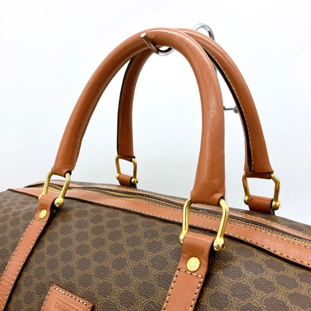 【CELINE】ボストンバッグ　マカダム柄　PVC ダークブラウン.