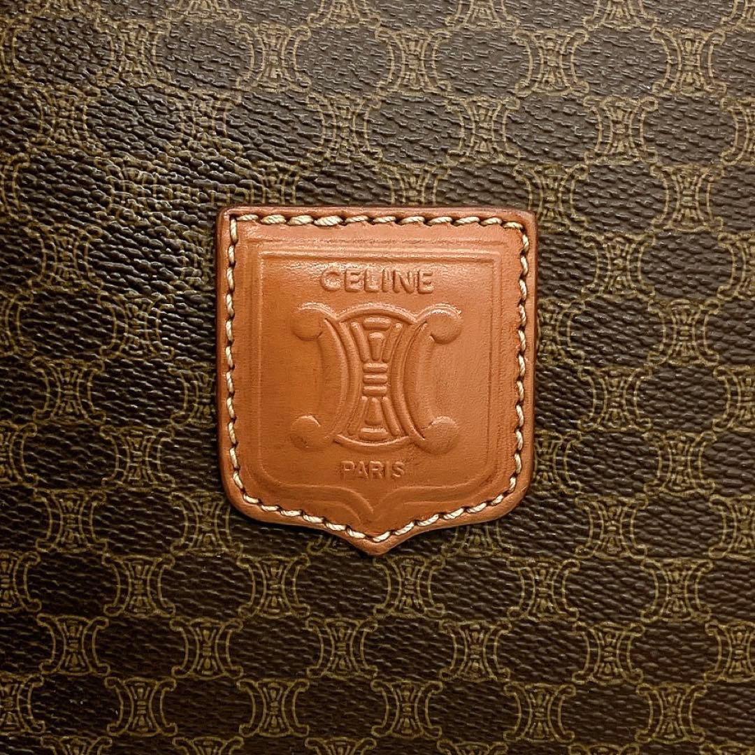 【CELINE】ボストンバッグ　マカダム柄　PVC ダークブラウン.