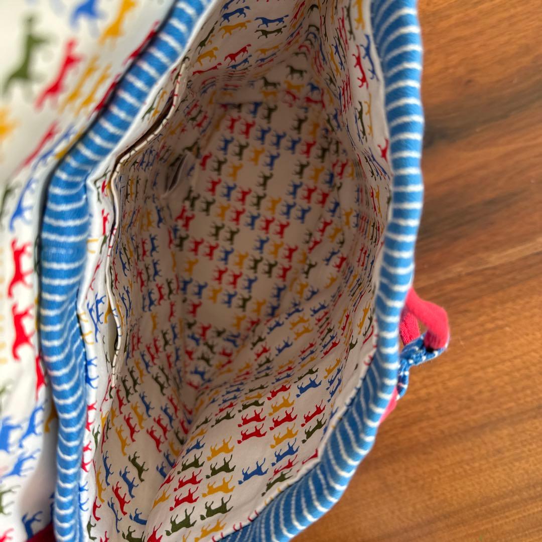 HERMES ベビーリュック　青と赤のストライプ