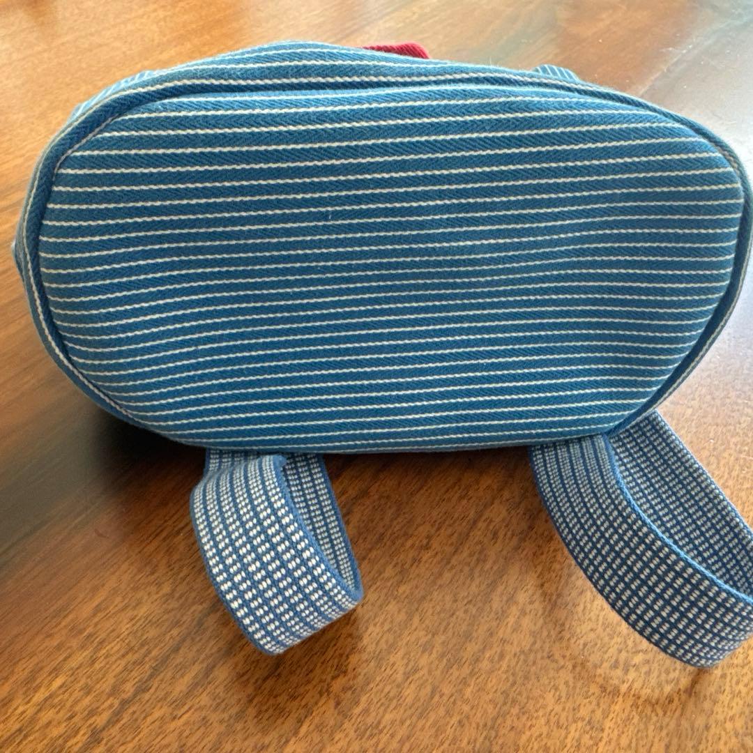 HERMES ベビーリュック　青と赤のストライプ