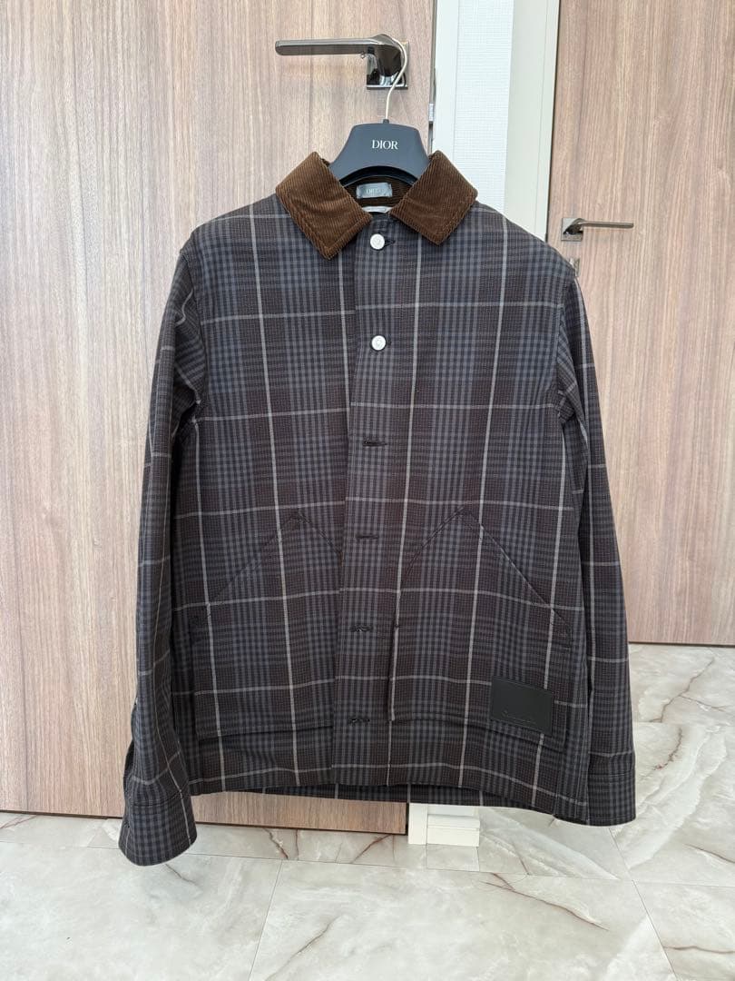 ディオール 23年 コットン コーデュロイ襟 ロゴレザーパッチ ジャケット