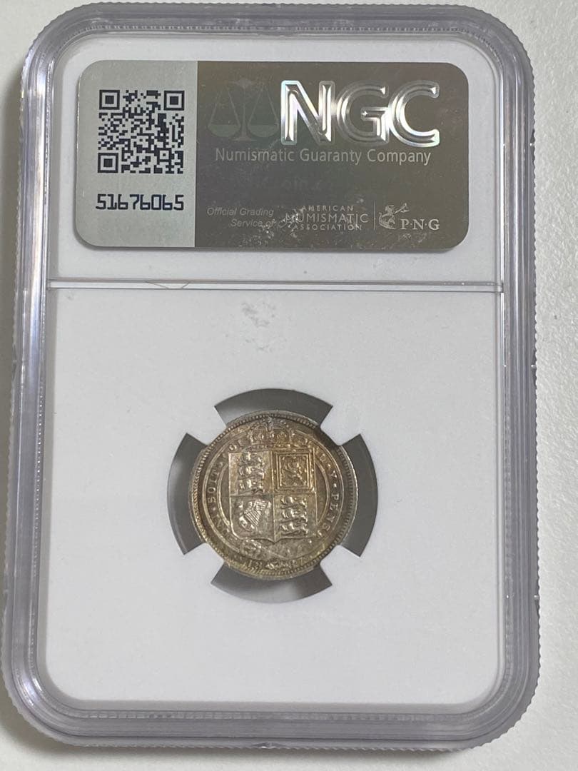 NGC MS63 イギリス ヴィクトリア 6P SHIELD 銀貨 古銭