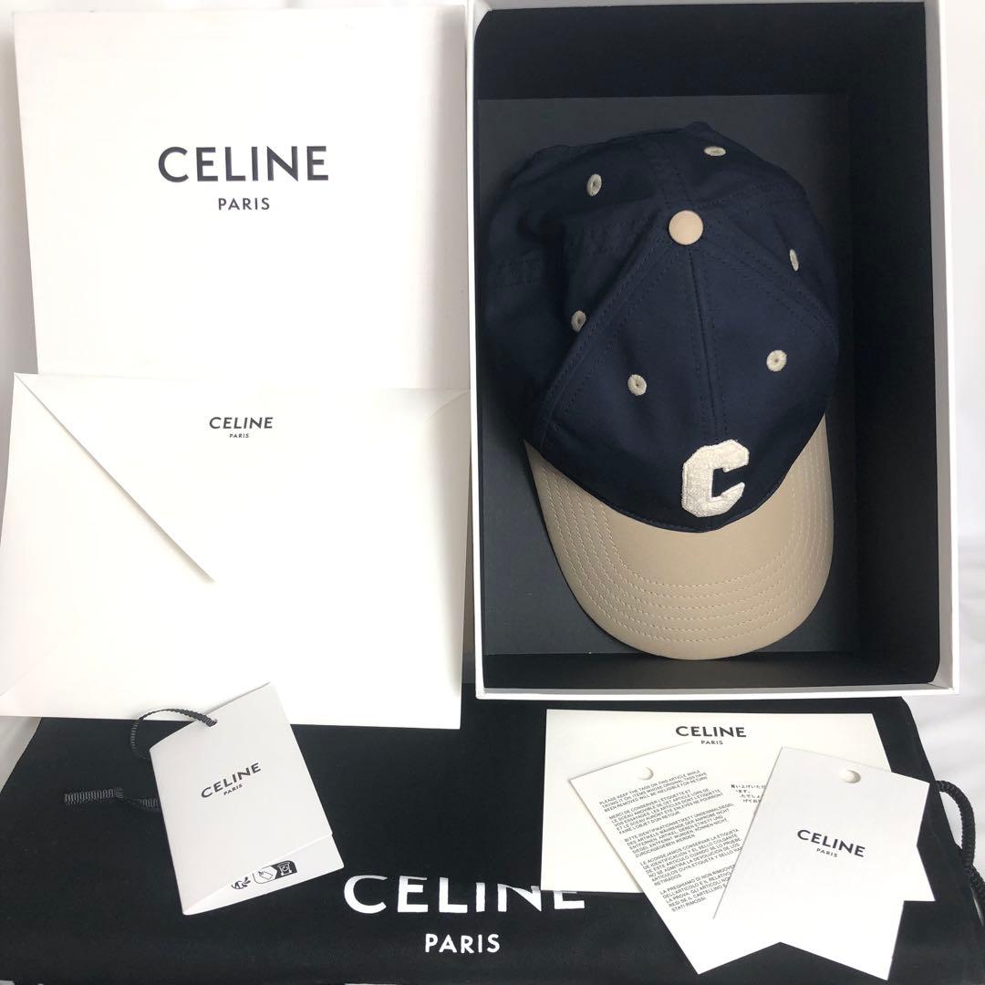 CELINE セリーヌ キャップ 帽子 ネイビー ベージュ バイカラー