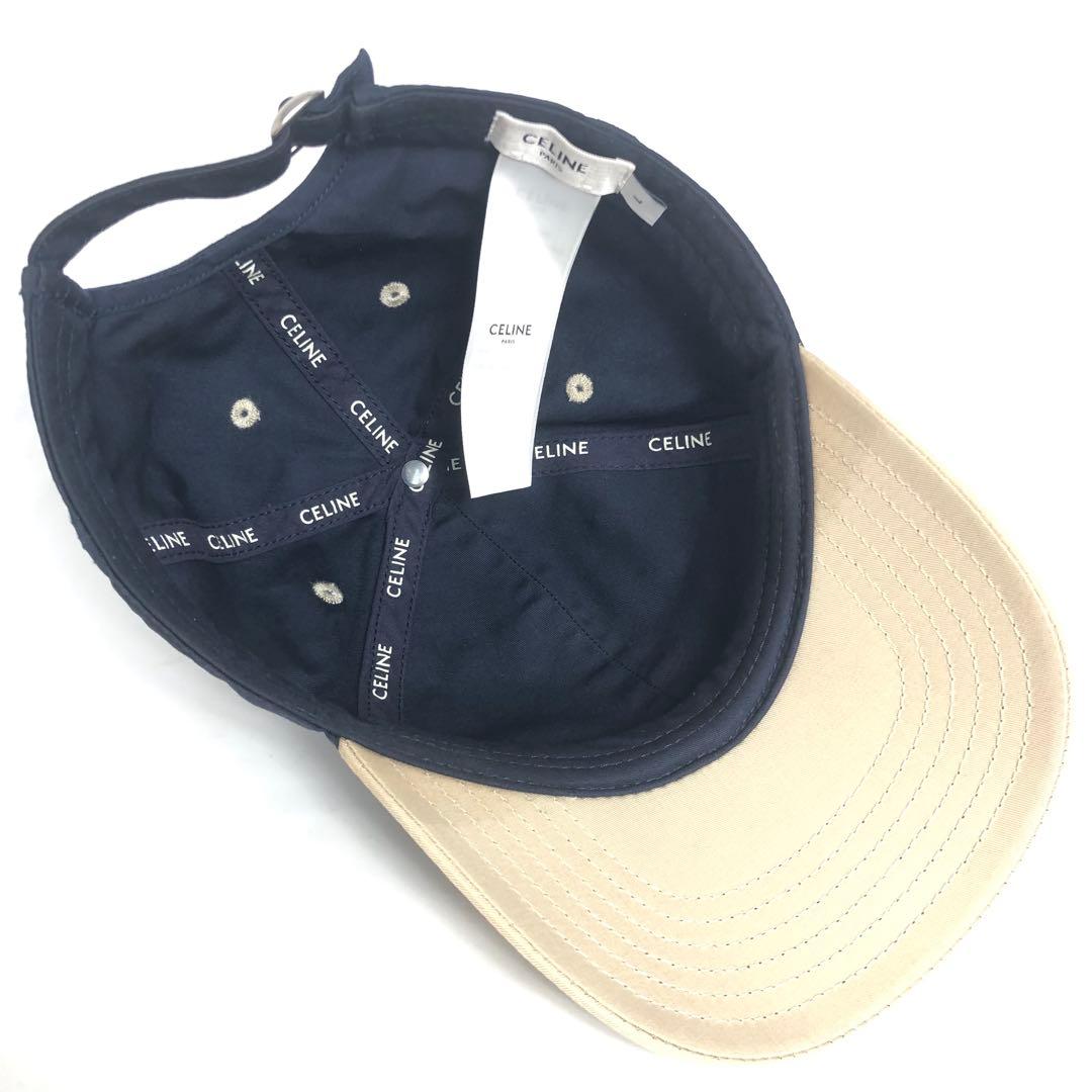 CELINE セリーヌ キャップ 帽子 ネイビー ベージュ バイカラー