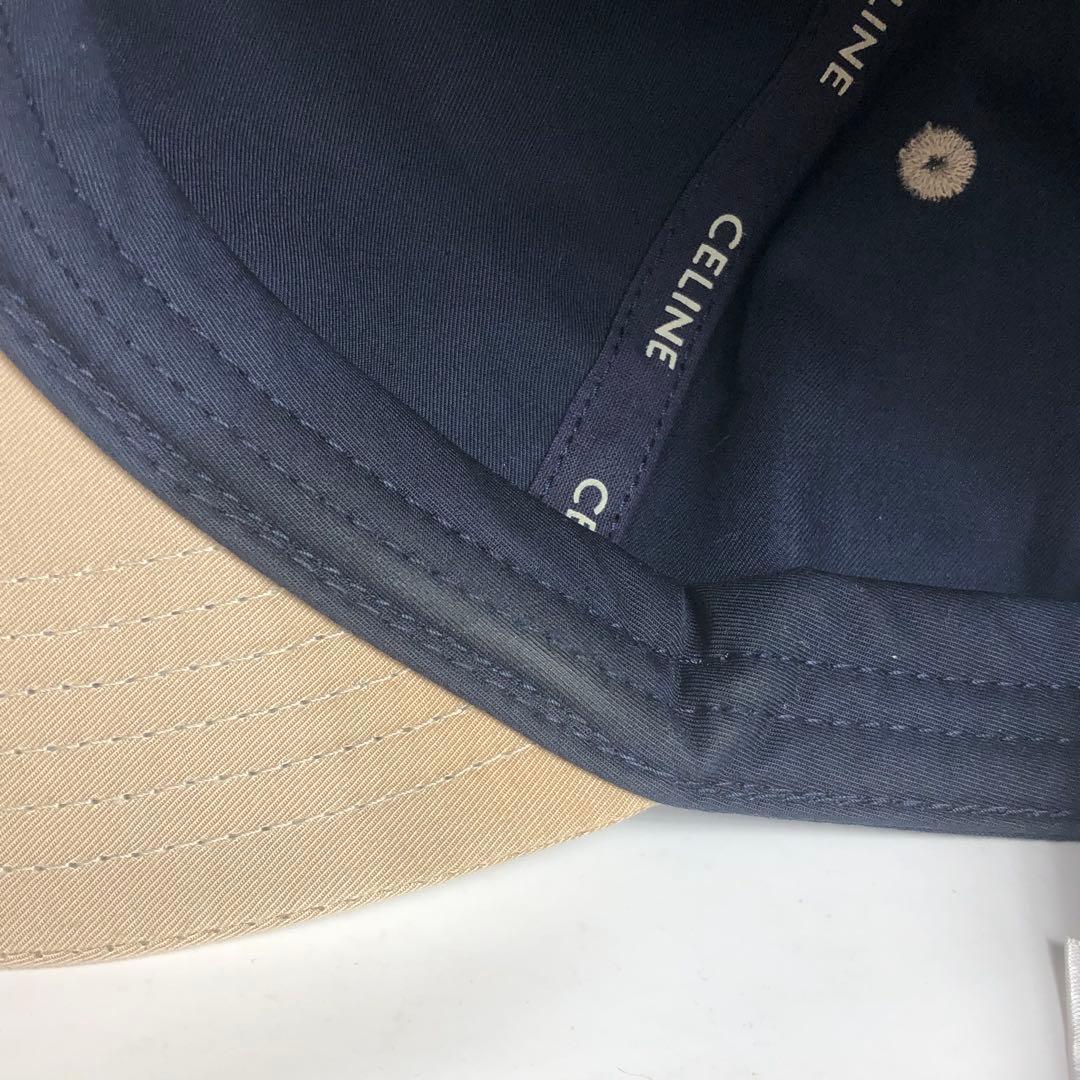 CELINE セリーヌ キャップ 帽子 ネイビー ベージュ バイカラー